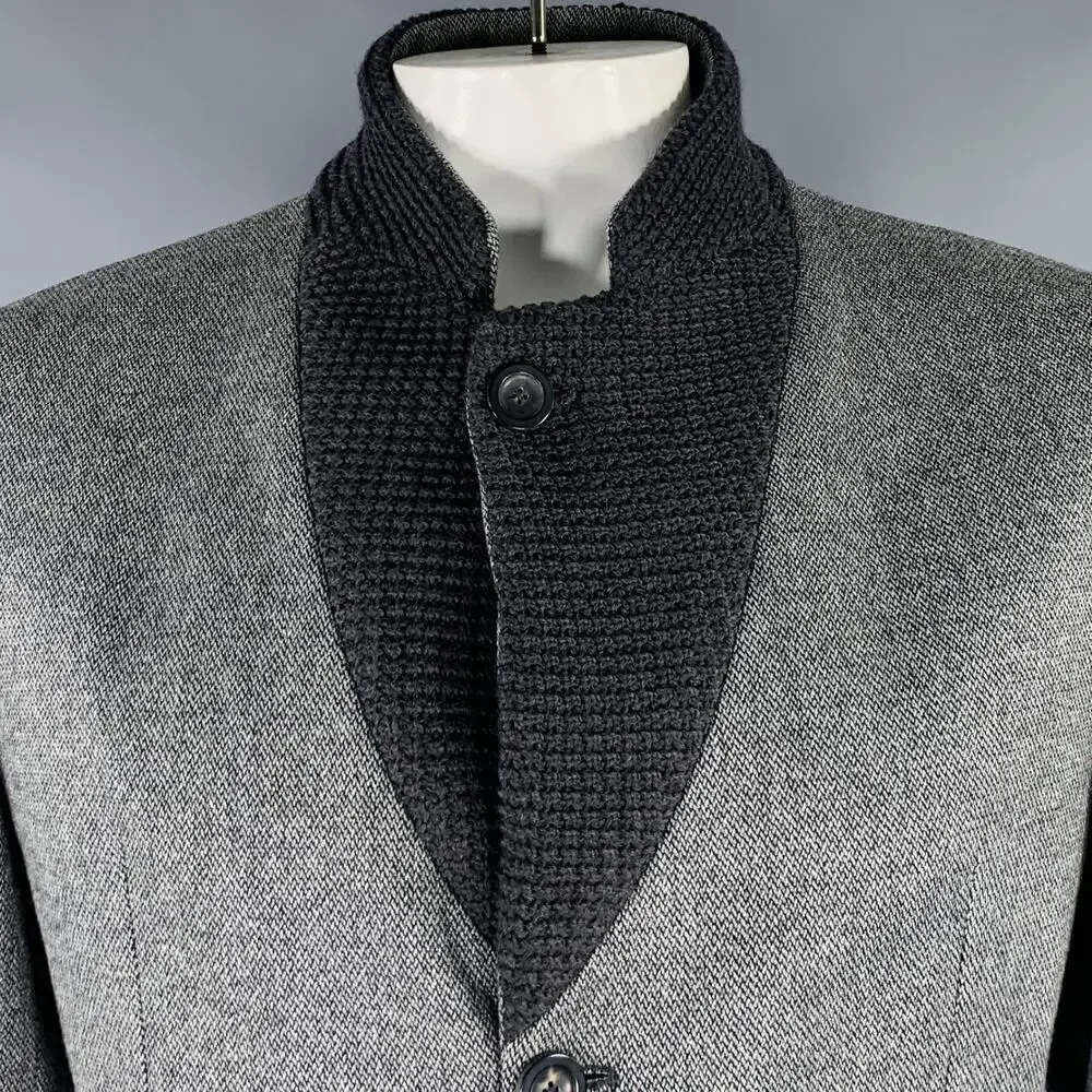 EMPORIO ARMANI Size 46 Grey Black Wool Blend Notch Lapel Sport Coat